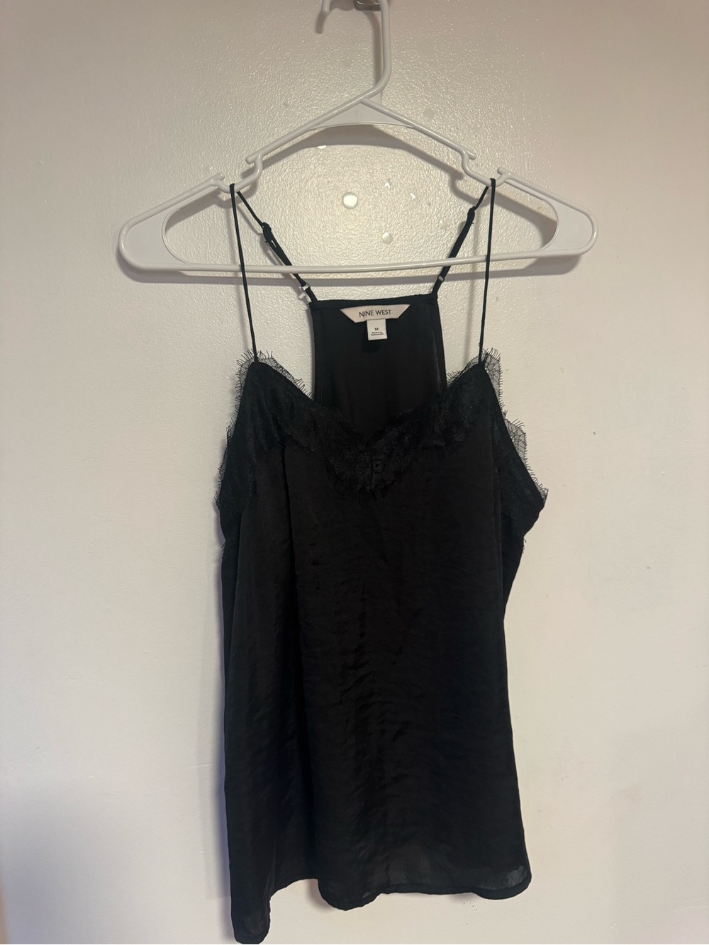 Nine West Black Lace-Trim Slip Cami Top